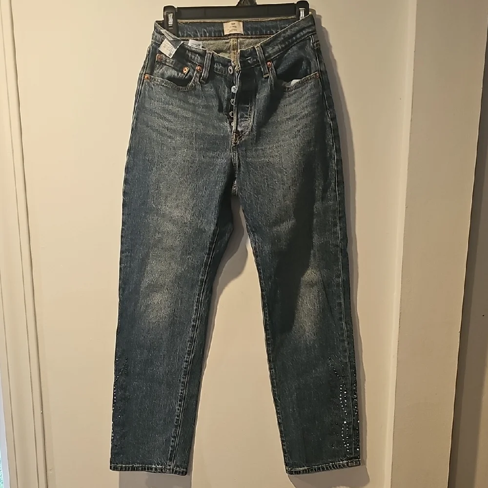 Levi's 501 Curve Jeans Studded Rhinestone Detail Straight Leg W28 L30